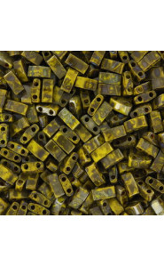 Miyuki half tila 5x2.4mm beads - Picasso opaque yellow HTL-4519